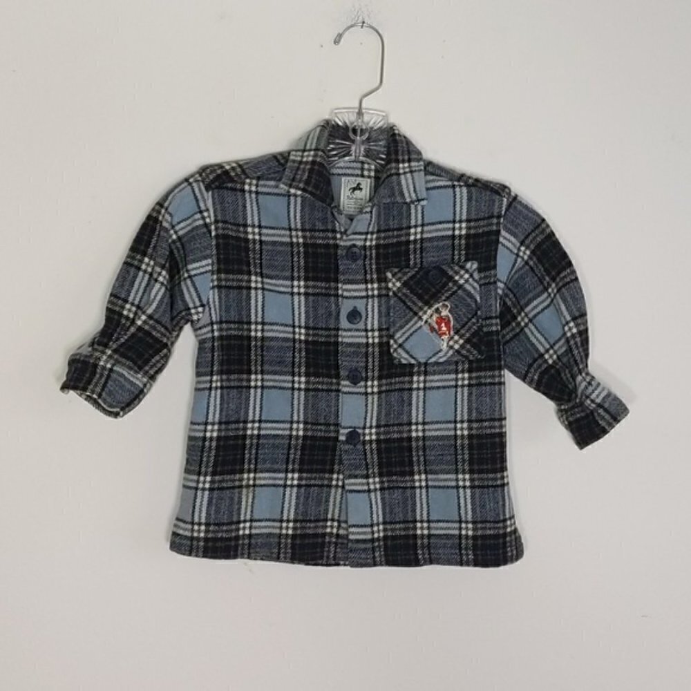 Blue Flannel Checkered Button Down Shirt